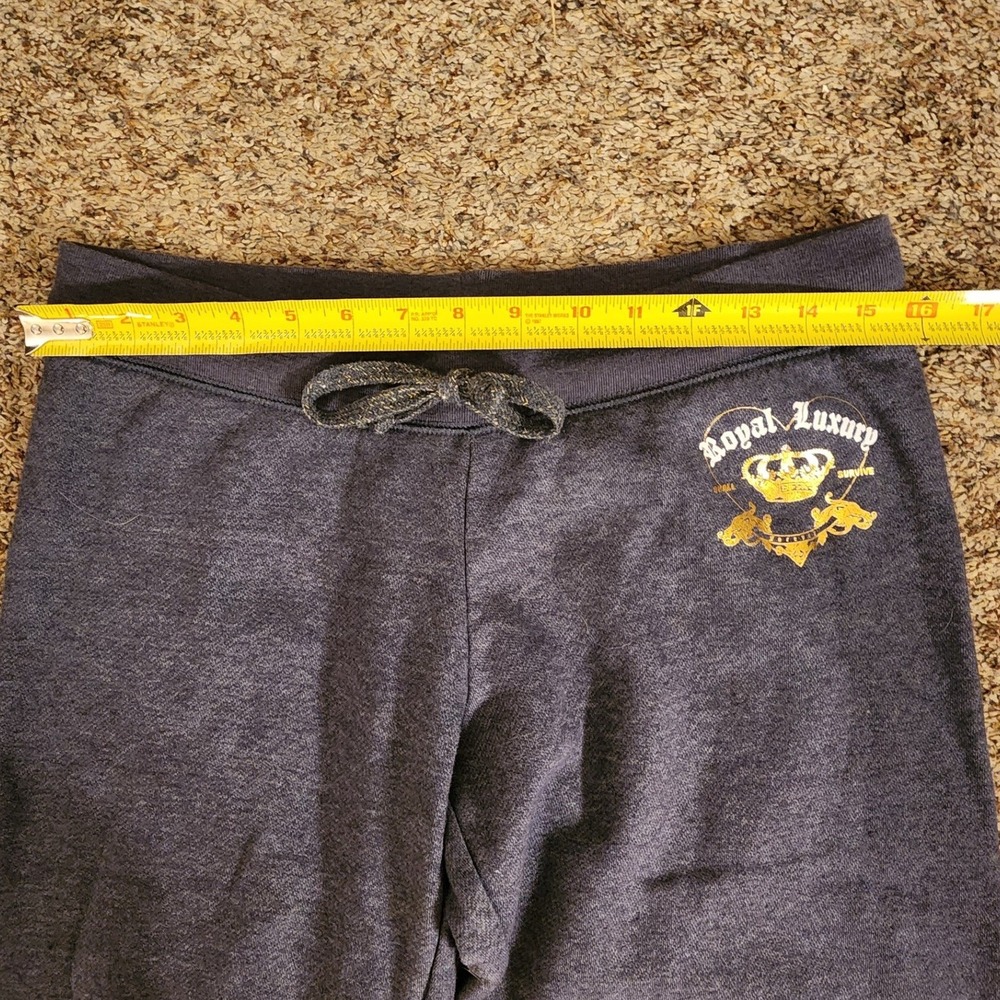 NWOT Planet Gold Royal Luxury Jogger Sweatpants Grey Gold Crown Rhinestone Large - Picture 6 of 8